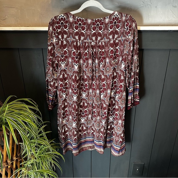 The NINES Border Mixed Print Cutout Neck Shift Fall Dress Size S - Picture 2 of 11